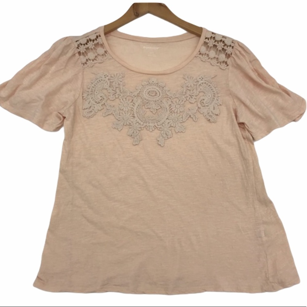 WORKSHOP Republic Crochet Lace Embellished Top